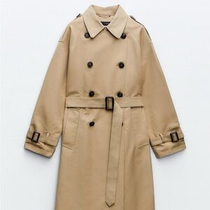 Zara Chic Beige Double-Breasted Trench Coat